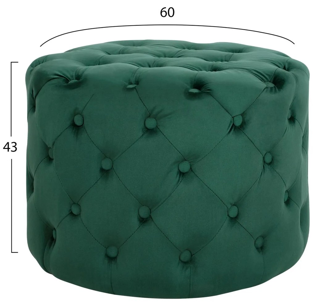 Σκαμπό KASSIE τύπου CHESTERFIELD Βελούδο Κυπαρισσί Φ60x43Υ εκ. 60x60x43 εκ.
