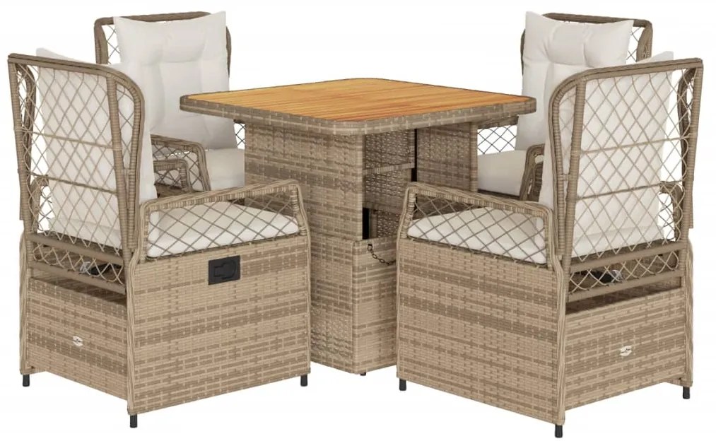 vidaXL Σετ Τραπεζαρίας Κήπου 5 τεμ. Μπεζ Συνθετικό Ρατάν με Μαξιλάρι