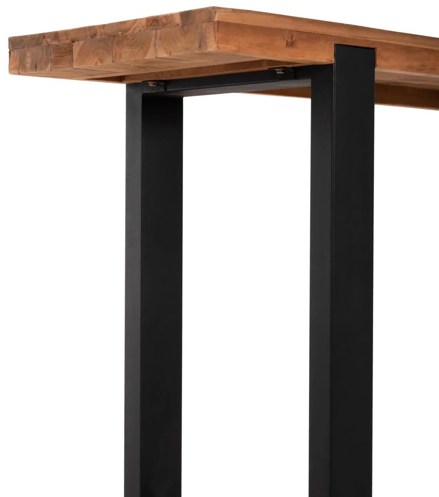 Κονσόλα SHIRE C9800 Ανακυκλωμένο Ξύλο TEAK με Μαύρες Μεταλλικές Βάσεις 240x50x90Yεκ 240x50x90 εκ.