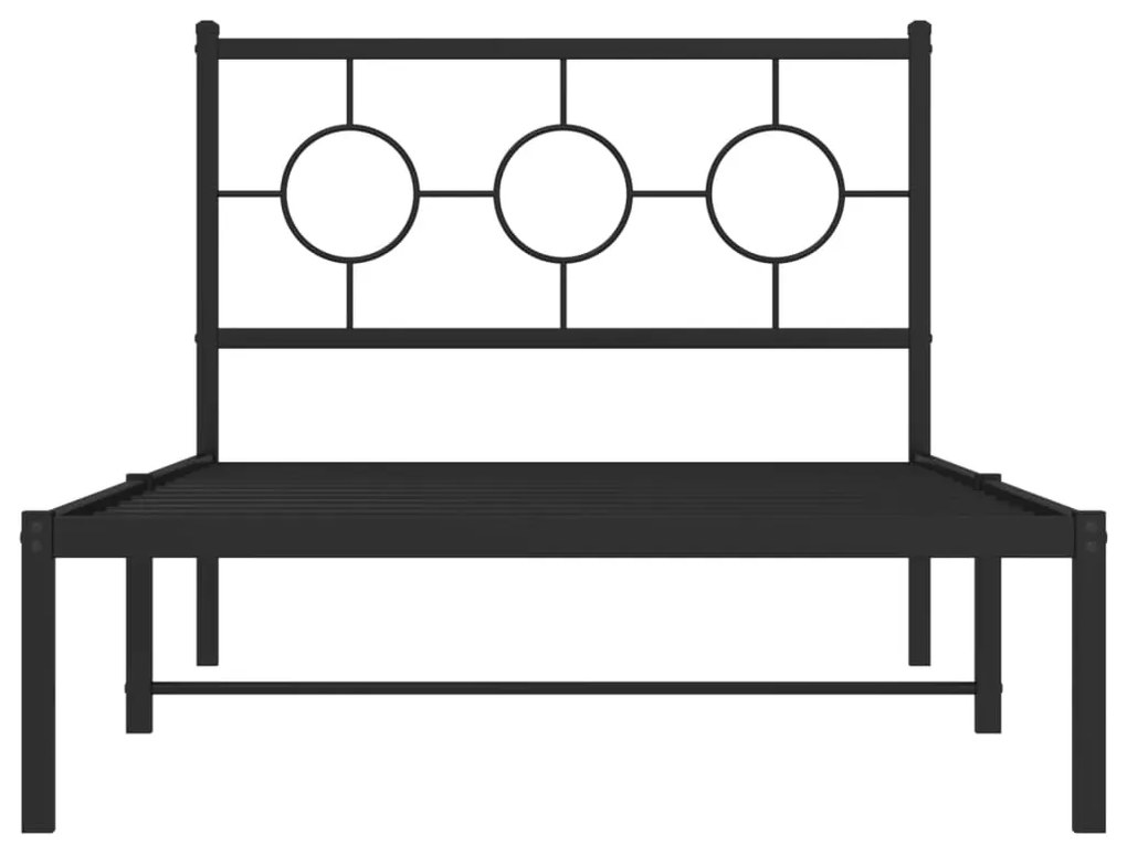 Πλαίσιο Κρεβατιού με Κεφαλάρι Μαύρο 100 x 190 εκ. Μεταλλικό - Μαύρο