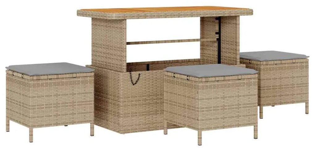 vidaXL Σετ Καναπέ Κήπου με μαξιλάρι 9 pcs μπεζ και ανοιχτό γκρι