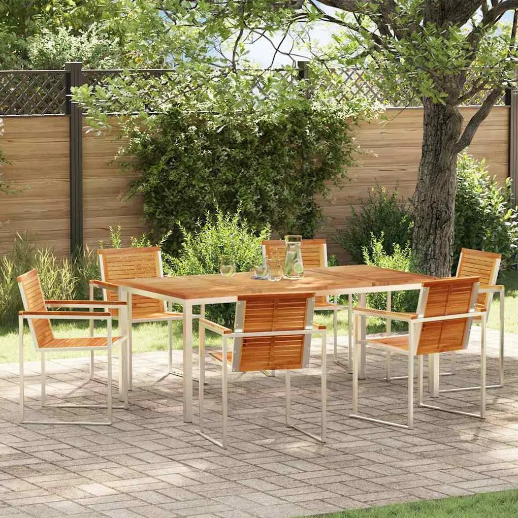 vidaXL Σέτ φαγητού για κήπο 7 pcs Συμπαγές Ξύλο Τικ