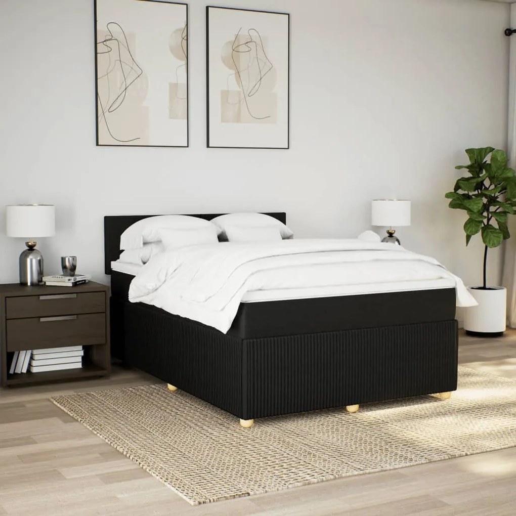 ΚΡΕΒΑΤΙ BOXSPRING ΜΕ ΣΤΡΩΜΑ ΜΑΥΡΟ 140X190 ΕΚ. ΥΦΑΣΜΑΤΙΝΟ 3289746