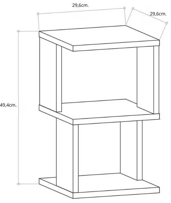 Κομοδίνο Carter Megapap χρώμα ανθρακί 29,6x29,6x49,4εκ.