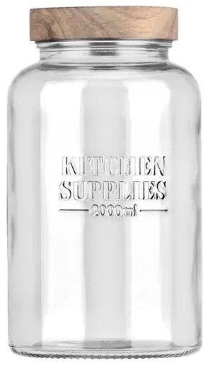 Estia Δοχείο Αποθήκευσης Allure Γυάλινο 2000ml Φ12x21.6cm Με Ξύλινο Καπάκι 01-31480