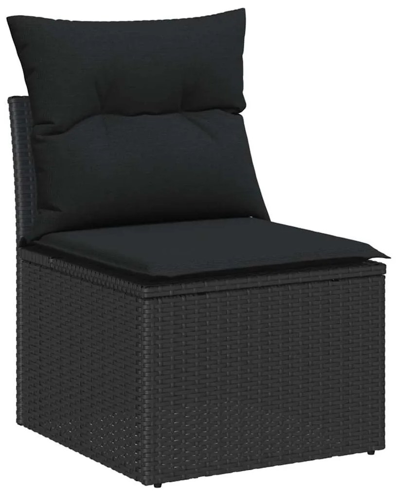 vidaXL 11 Τεμάχια Σετ Καναπέ Κήπου με Μαξιλάρια Μαύρο Πολυ Ρατάν Acacia