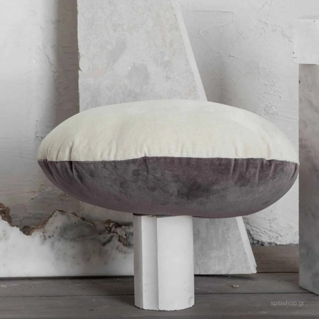 Βελουτέ Διακοσμητικό Μαξιλάρι 2 Όψεων (Φ45) Nima Pillows Velvety Μπεζ,Γκρι