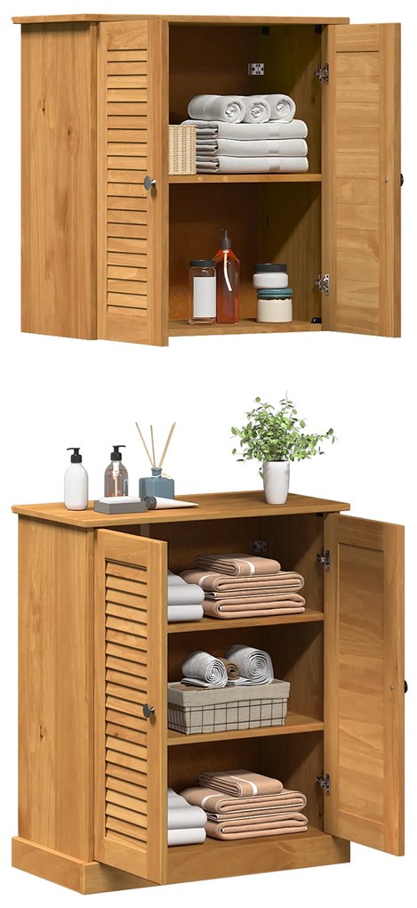 vidaXL Σετ Επίπλων Μπάνιου με ράφι 2 pcs Καφέ 67.5 x 34 x 80 εκ.