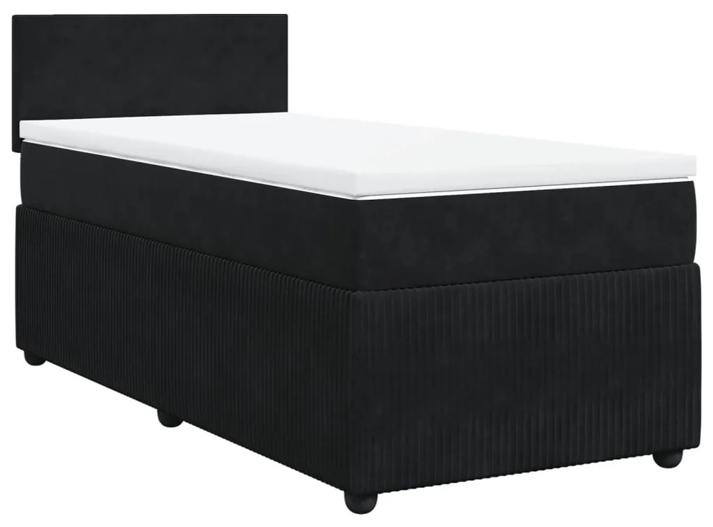 vidaXL Κρεβάτι Boxspring με Στρώμα Μαύρο 90x190 εκ. Βελούδινο