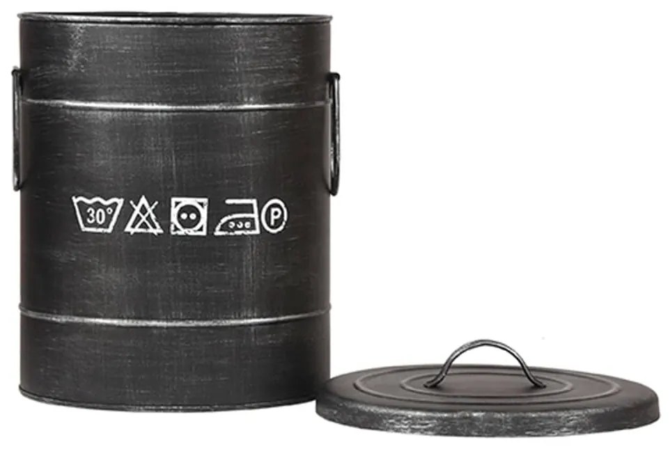 LABEL51 Καλάθι Απλύτων Χρώμα Αντικέ Μαύρο 26 x 26 x 33 εκ. S