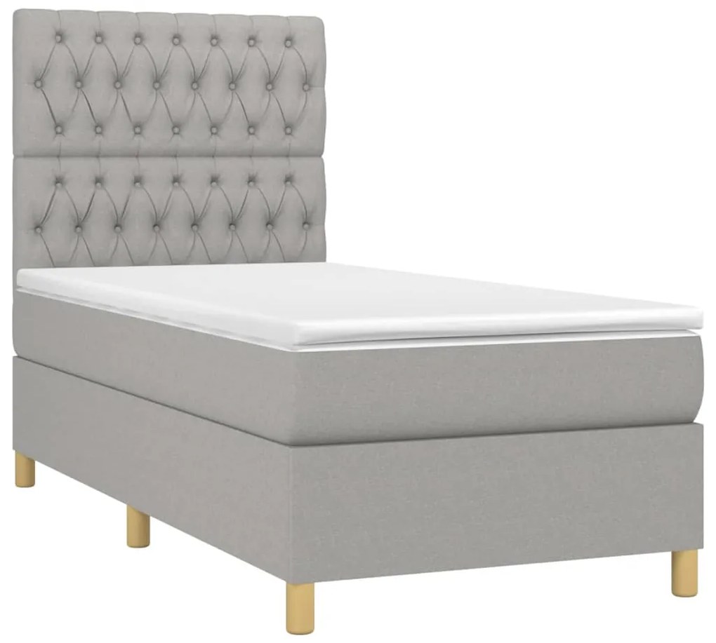 ΚΡΕΒΑΤΙ BOXSPRING ΜΕ ΣΤΡΩΜΑ ΑΝΟΙΧΤΟ ΓΚΡΙ 90X190 ΕΚ. ΥΦΑΣΜΑΤΙΝΟ 3142537