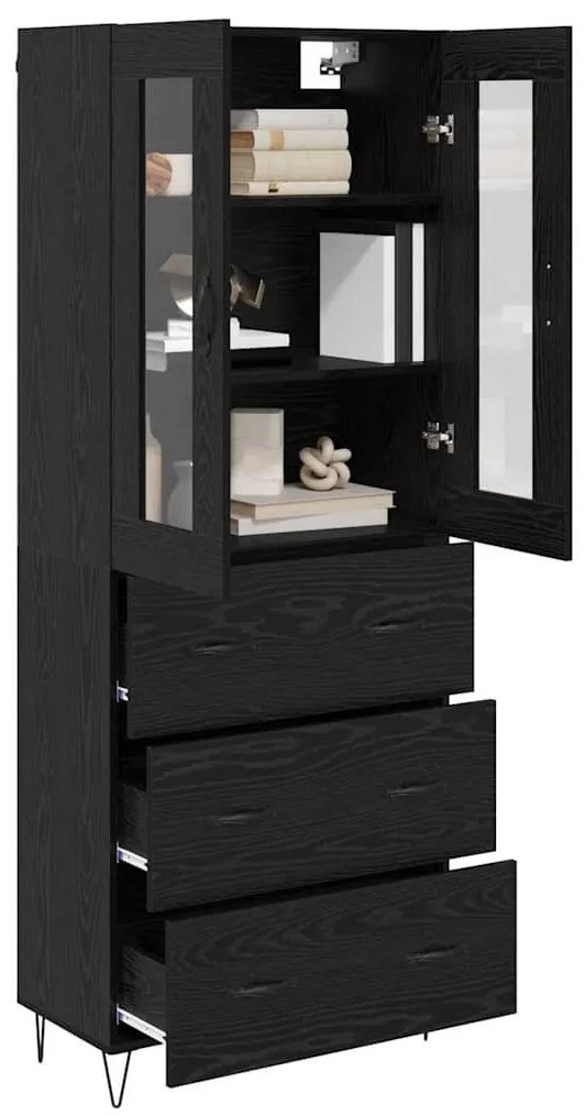 vidaXL Highboard Μαύρη Οξυά 69,5 x 34 x 90 εκ. Επεξεργασμένο ξύλο