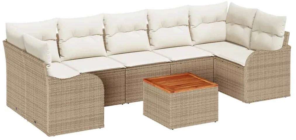 vidaXL Σετ Καναπέ Κήπου 8 pcs Μπεζ Πολυ ράταν