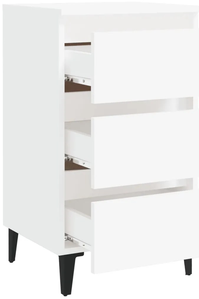 vidaXL Κομοδίνο Λευκό 40 x 35 x 69 εκ. με Μεταλλικά Πόδια
