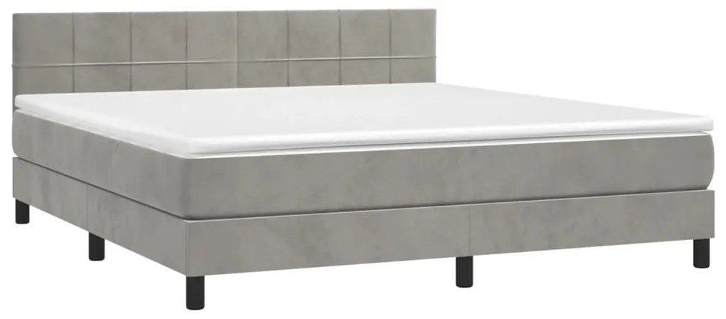 vidaXL Κρεβάτι Boxspring με Στρώμα & LED Αν.Γκρι 160x200 εκ. Βελούδινο