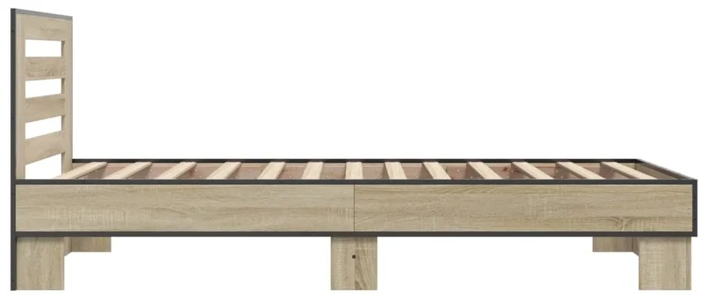 vidaXL Πλαίσιο Κρεβατιού Sonoma Δρυς 90 x 190 εκ. Επεξ. Ξύλο &amp; Μέταλλο