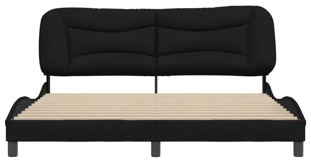 Πλαίσιο Κρεβατιού με Κεφαλάρι Μαύρο 180x200 εκ. Υφασμάτινο - Μαύρο