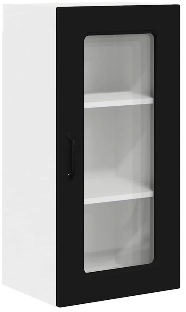 vidaXL Κρεμαστό ντουλάπι κουζίνας με ράφι 2 pcs Μαύρο 40 x 31 x 80 εκ.