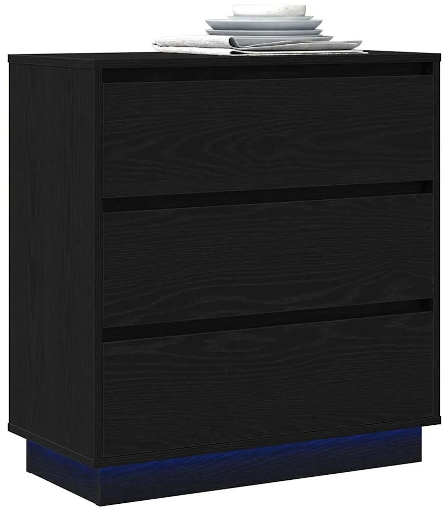 vidaXL Κομοδίνο με συρτάρι Μαύρο 71 x 34.5 x 75 εκ. Επεξεργασμένο ξύλο