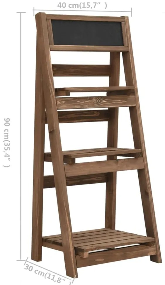 vidaXL Ραφιέρα Φυτών Τριώροφη με Πίνακα 40 x 30 x 90εκ από Μασίφ Ελάτη