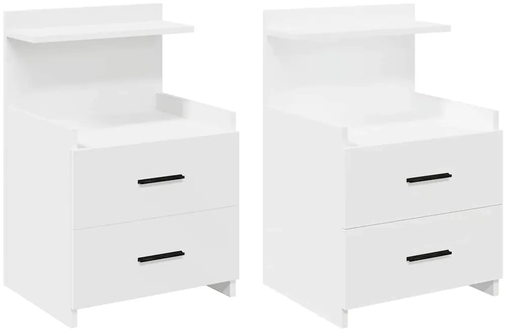 vidaXL Κομοδίνα 2 τεμ. με 2 Συρτάρια Λευκά 40x36,5x62 εκ.