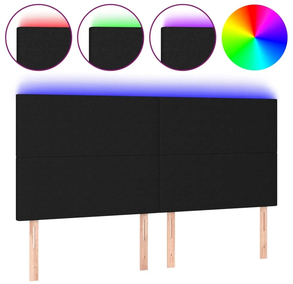 vidaXL Κεφαλάρι Κρεβατιού LED Μαύρο 180x5x118/128 εκ. Υφασμάτινο