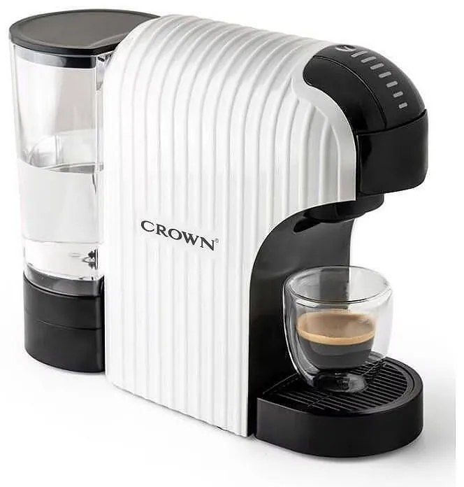 Μηχανή εσπρέσο 7σε1 Crown CCM-1531W 20 bar, 0,9 l, 7 προσαρμογείς, ενδείξεις LED, έλεγχος μήκους καφέ, Λευκό/μαύρο