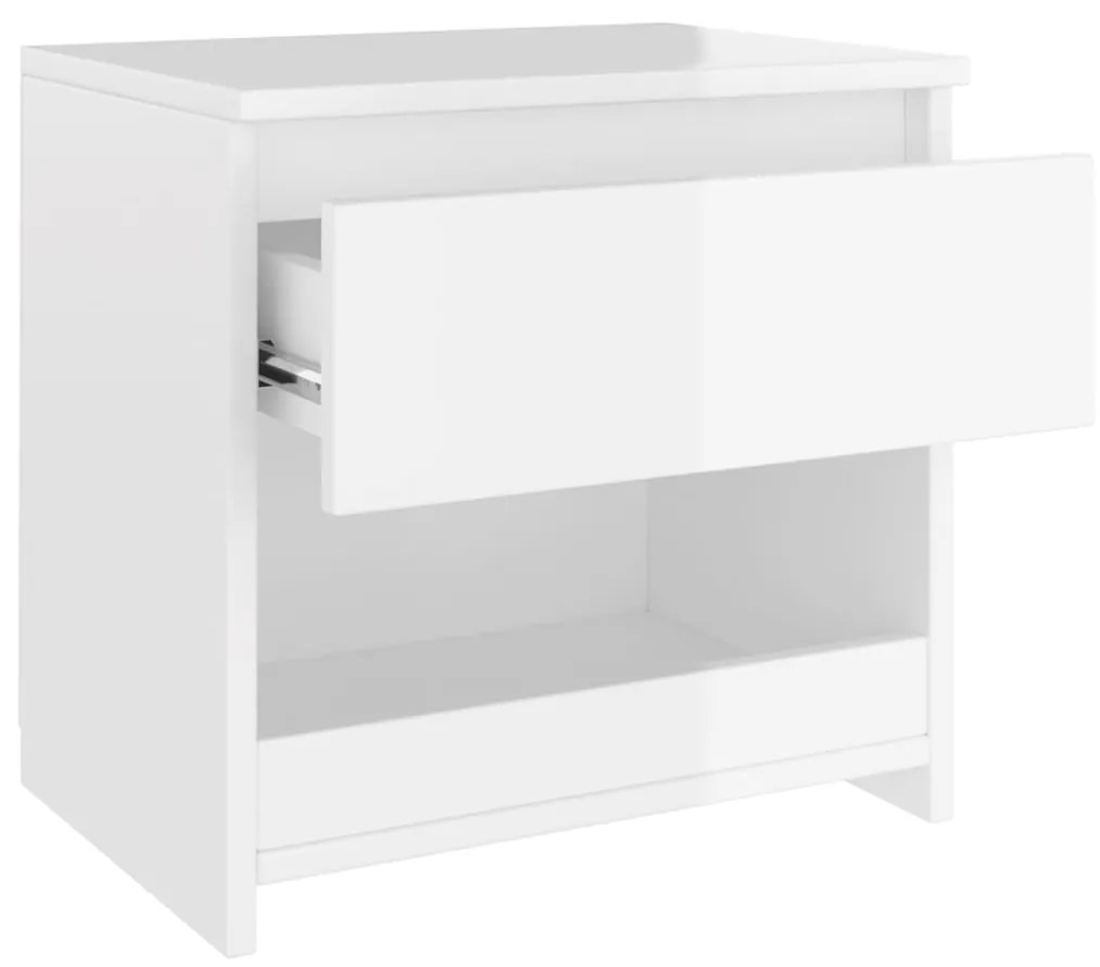 vidaXL Κομοδίνο Γυαλιστερό Λευκό 40 x 30 x 39 εκ. από Επεξ. Ξύλο
