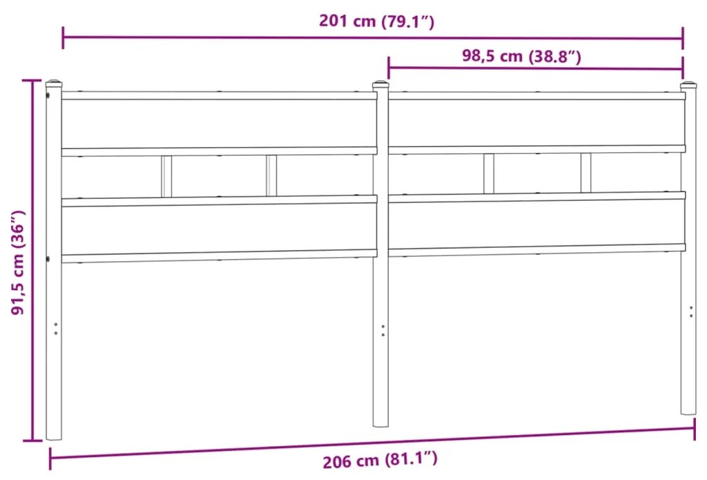 vidaXL Κεφαλάρι Καπνιστή Δρυς 200 εκ. Σιδερένιο/Επεξεργασμένο Ξύλο