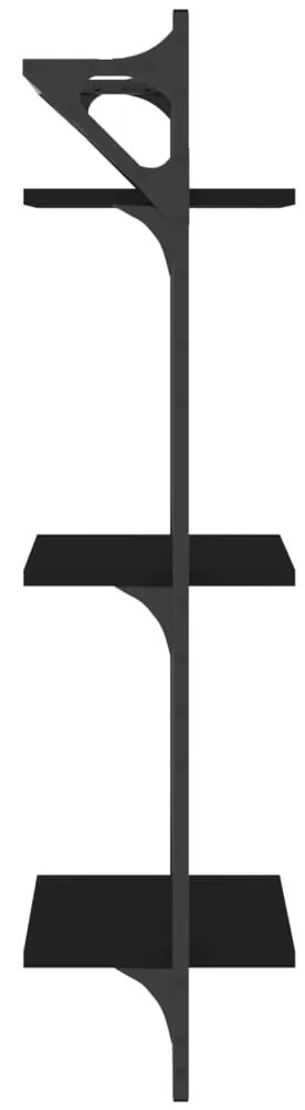 vidaXL Ράφια Τοίχου 3 Επιπέδων με Μπάρα 2 τεμ. Μαύρα 30x25x100 εκ.