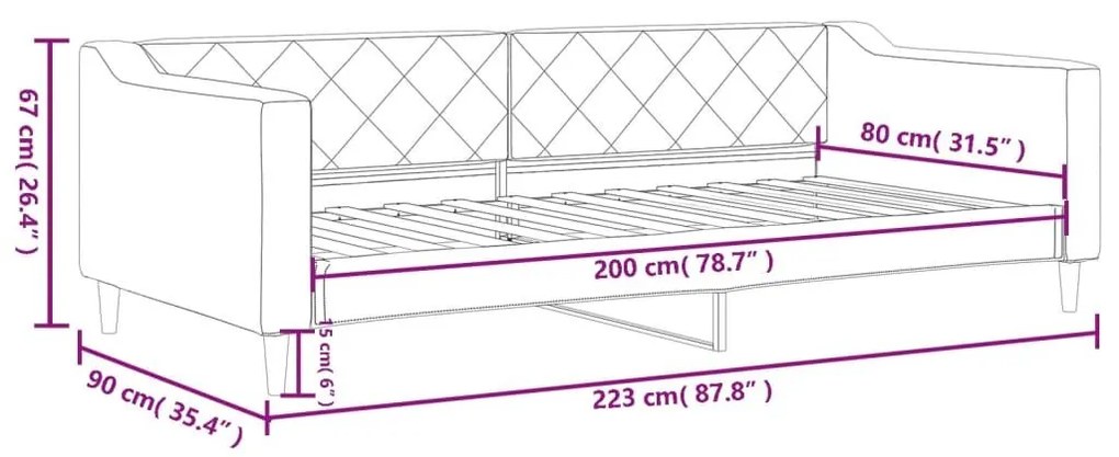 Καναπές Κρεβάτι Taupe 80 x 200 εκ. Υφασμάτινος - Μπεζ-Γκρι