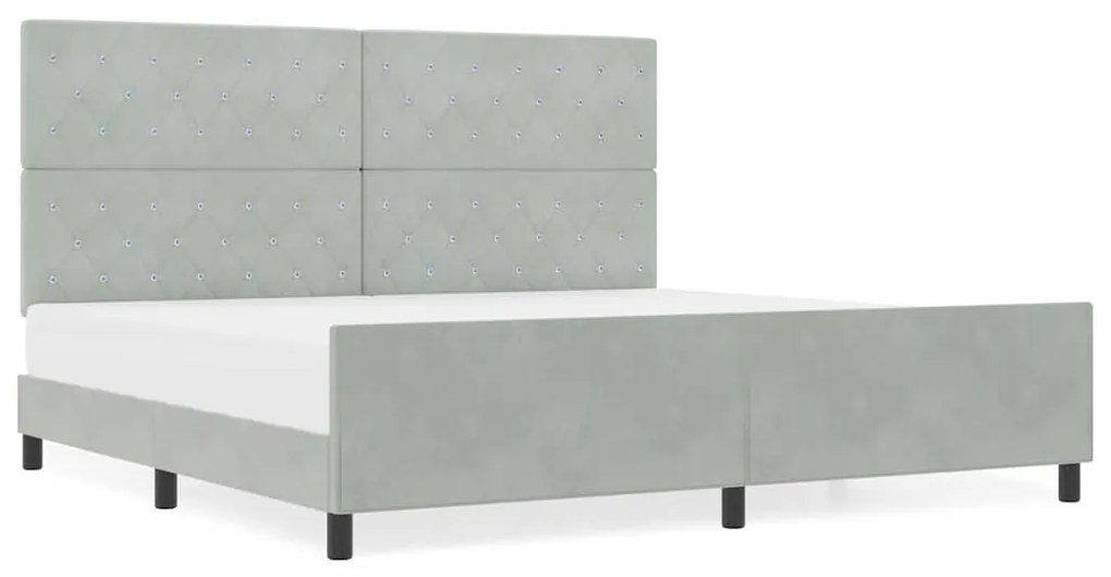 vidaXL Σκελετός Κρεβατιού Ανοιχτό γκρι 200 x 200 cm Βελούδο