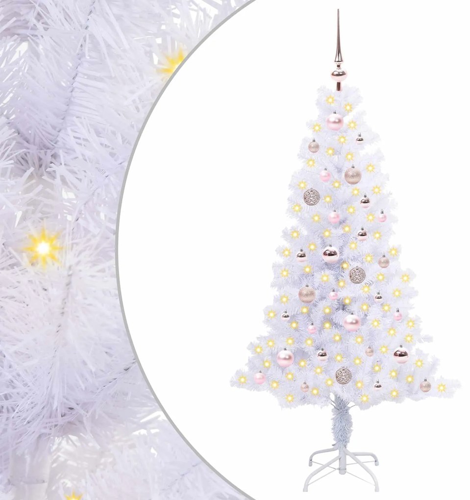 vidaXL Τεχνητό Χριστουγεννιάτικο Δέντρο Λευκό 150 cm PVC και Χάλυβας