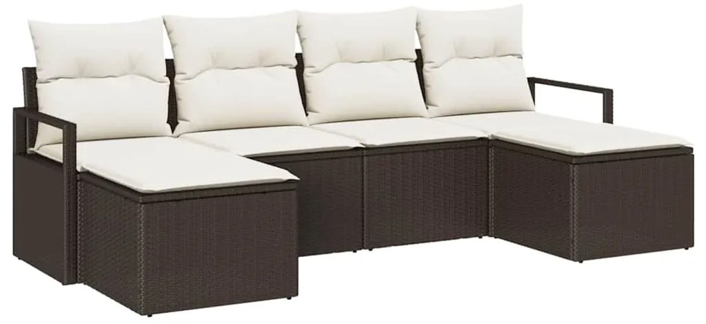 vidaXL Σετ Καναπέ Κήπου 6 pcs Καφέ Πολυ ράταν