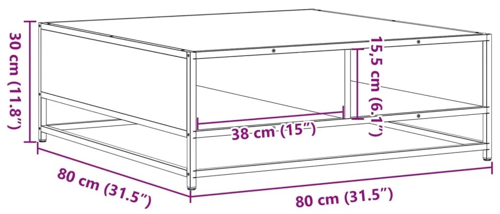 ΤΡΑΠΕΖΑΚΙ ΣΑΛΟΝΙΟΥ SONOMA ΔΡΥΣ 80X80X30 ΕΚ ΕΠΕΞ. ΞΥΛΟ + ΜΕΤΑΛΛΟ 848770