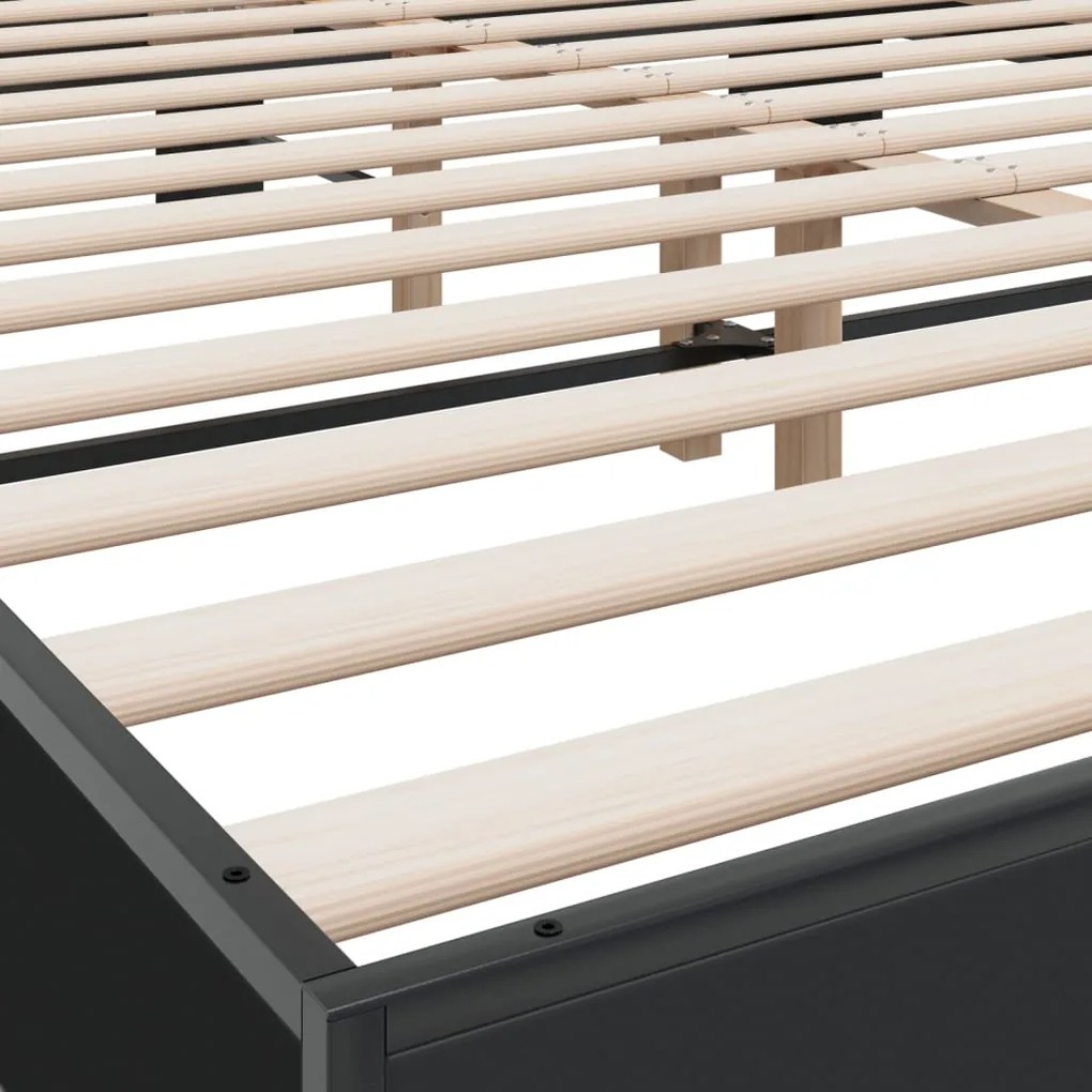 vidaXL Πλαίσιο Κρεβατιού Μαύρο 160 x 200 εκ. Επεξ. Ξύλο &amp; Μέταλλο