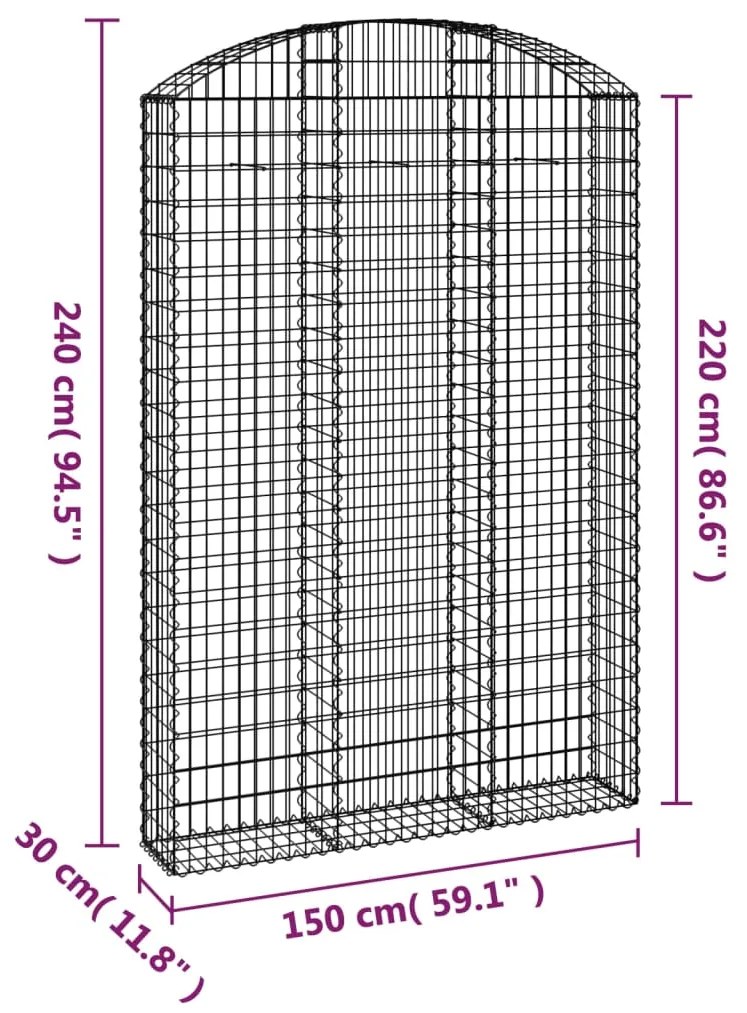 vidaXL Συρματοκιβώτιο Τοξωτό 150x30x220/240εκ. από Γαλβανισμένο Χάλυβα