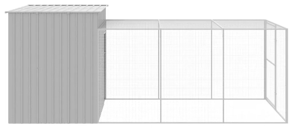 Σπιτάκι Σκύλου με Αυλή Αν. Γκρι 214x457x181 εκ. Γαλβαν. Χάλυβας - Γκρι