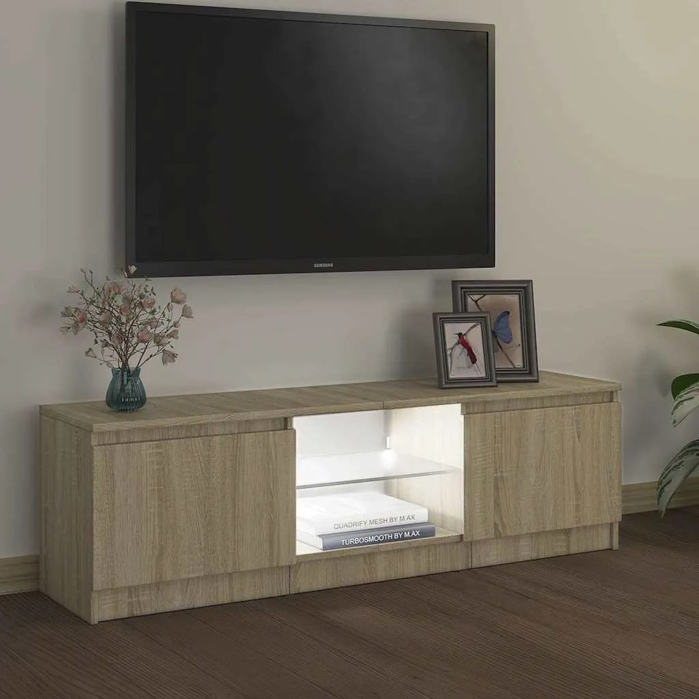 vidaXL Έπιπλο Τηλεόρασης με LED Sonoma Δρυς 120 x 30 x 36 εκ.