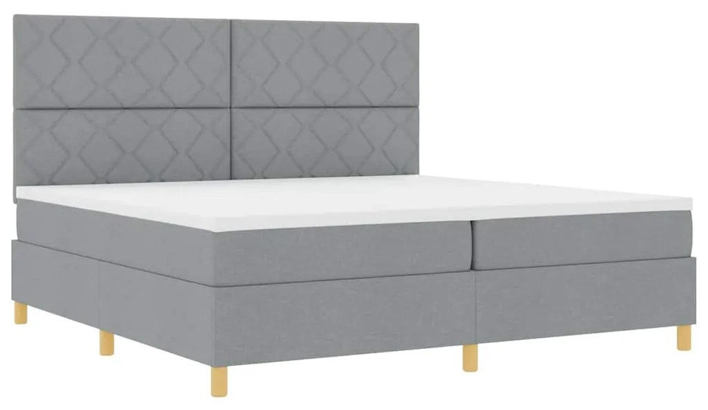 vidaXL Κρεβάτι με ελατήρια Ανοιχτό γκρι 200 x 200 cm ύφασμα