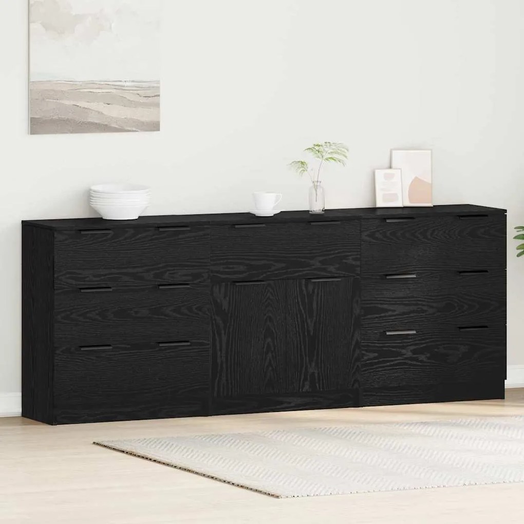 vidaXL Πλαϊνό γραφείο με συρτάρι 3 pcs Μαύρη δρυς 60 x 30 x 70 εκ.