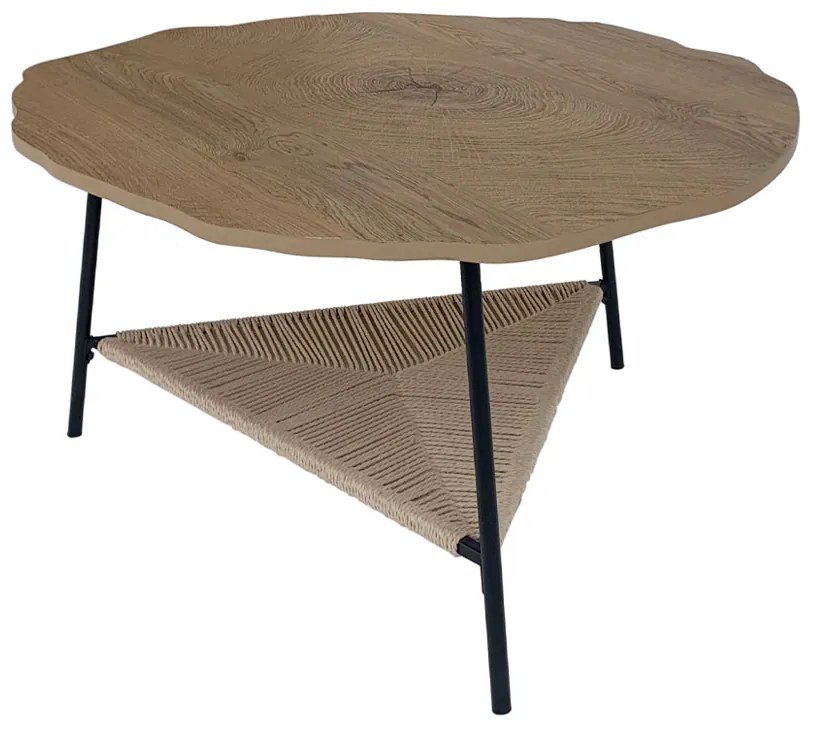 TREE COFFEE TABLE ΦΥΣΙΚΟ ΜΑΥΡΟ 80x80xH42cm - 04-0965 - 04-0965