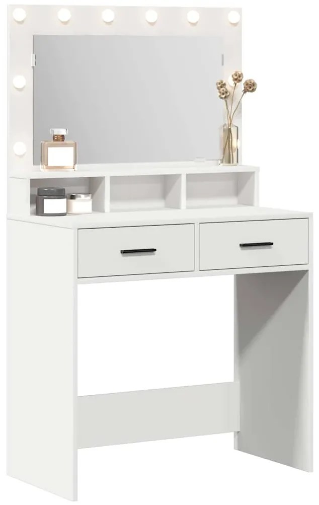 vidaXL Κομοδίνο με συρτάρι Λευκό 79 x 41 x 135 εκ Επεξεργασμένο ξύλο