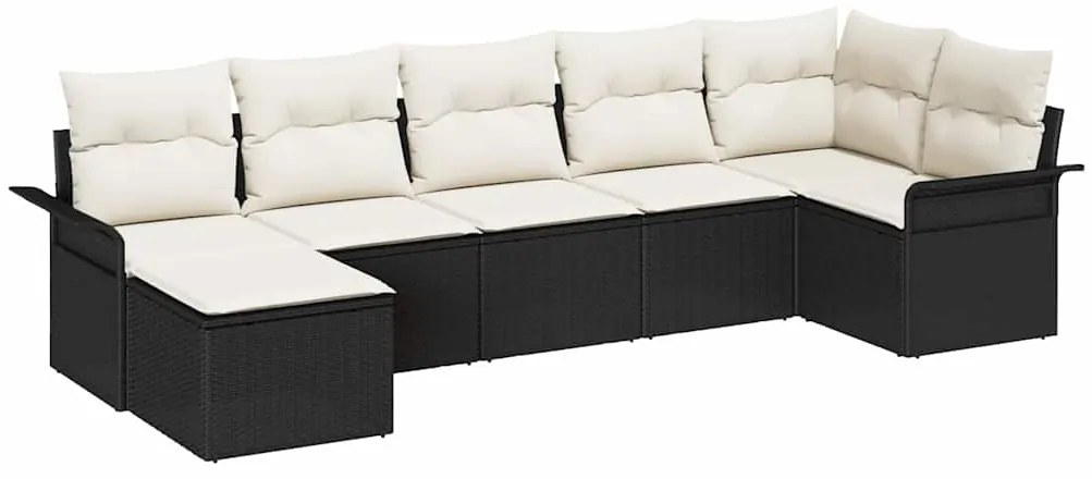 vidaXL Σετ Καναπέ Κήπου με μαξιλάρι 7 pcs Μαύρο Πολυ ράταν
