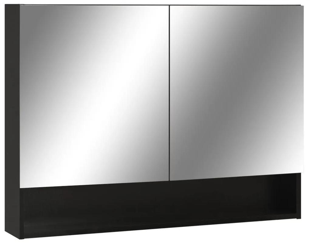 Καθρέφτης Μπάνιου με Ντουλάπι / LED Μαύρο 80 x 15 x 60 εκ. MDF - Μαύρο