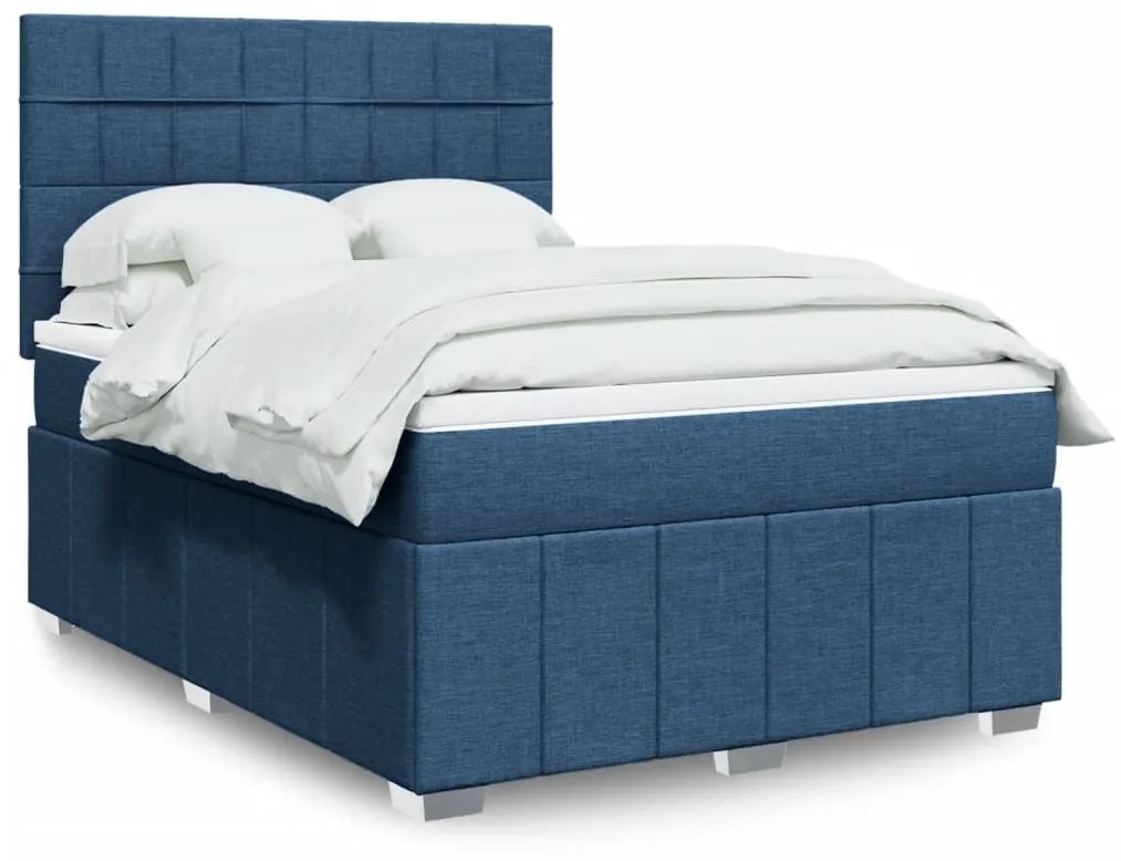 Κρεβάτι Boxspring με Στρώμα Μπλε 160x200 εκ. Υφασμάτινο 3291725