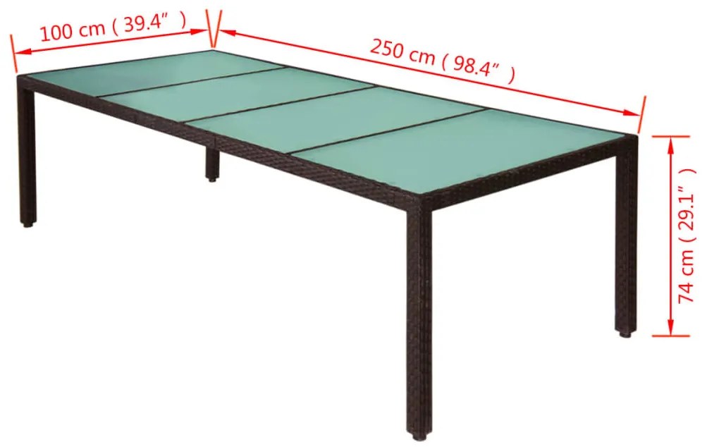 vidaXL Σετ Τραπεζαρίας Εξ. Χώρου 11 τεμ. Καφέ Συνθ. Ρατάν με Μαξιλάρια