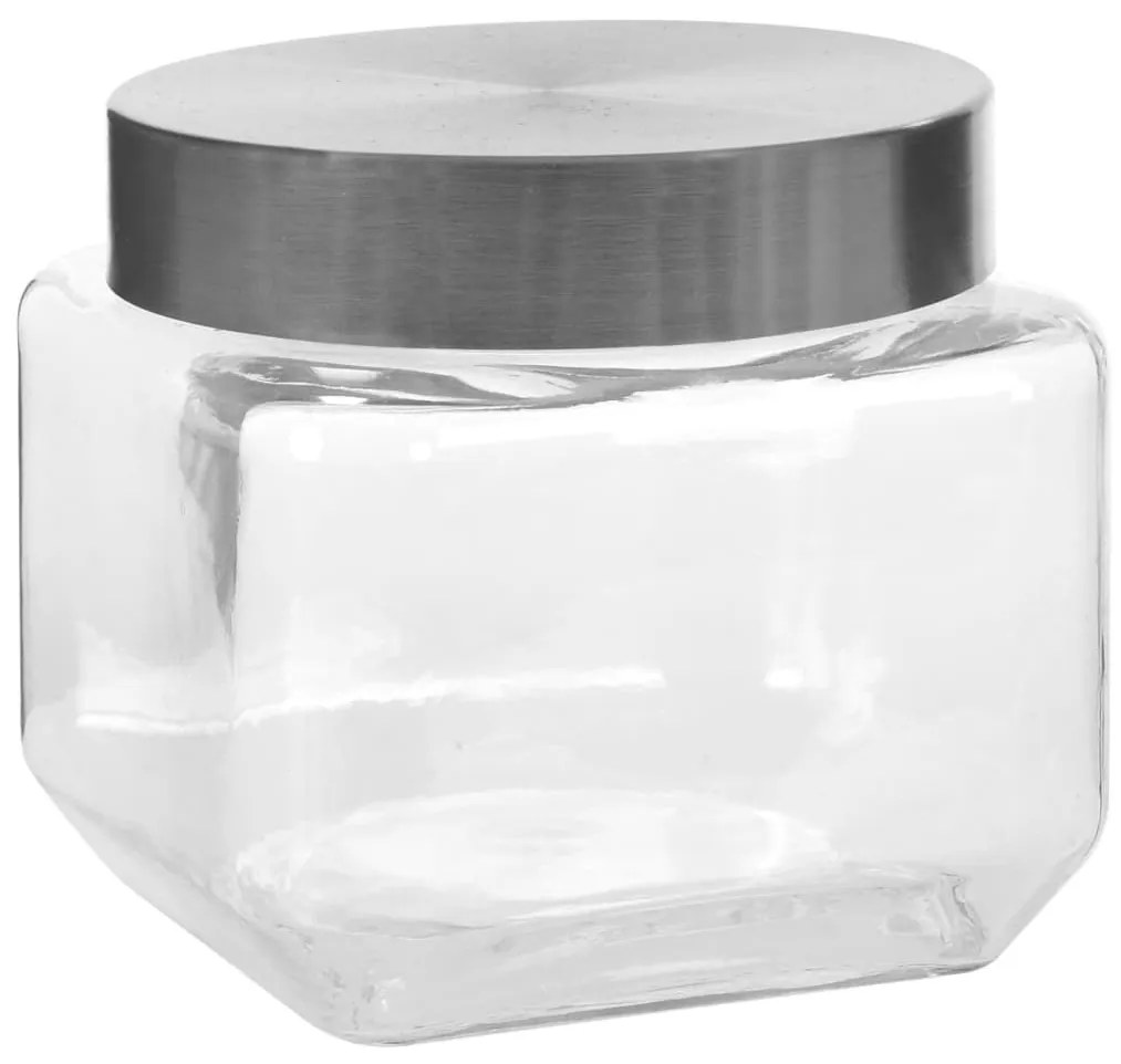 Βάζα Αποθήκευσης 6 τεμ. 800 ml με Ασημί Καπάκι - Διαφανές