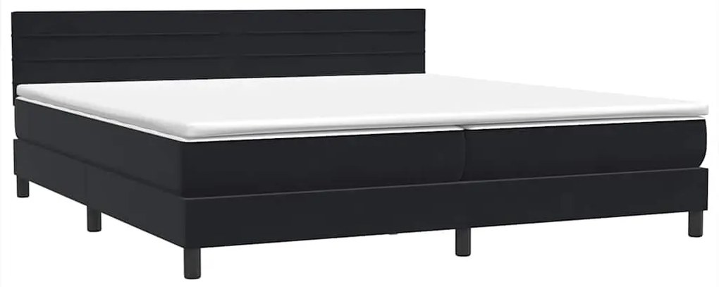 vidaXL Κρεβάτι Boxspring με Στρώμα Μαύρο 180x210 εκ. Βελούδινο