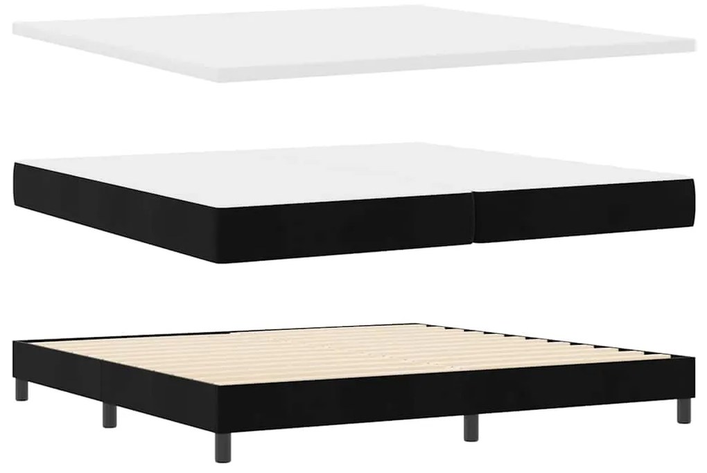 vidaXL Κρεβάτι με ελατήρια με στρώμα Μαύρο 200 x 200 cm Βελούδο